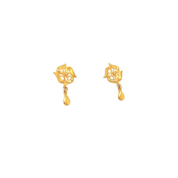 22KT Fancy Swastik Earring with Drop Hanging for Daily Wear