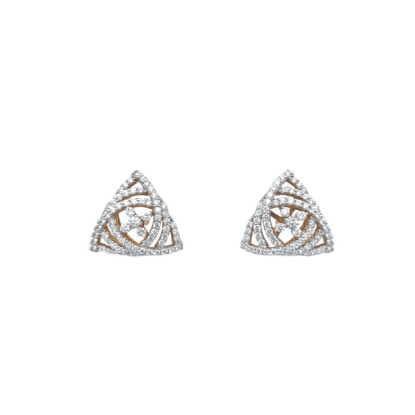 18K Gold Geometric Diamond Stud Earrings|Pachchigar Jeweller