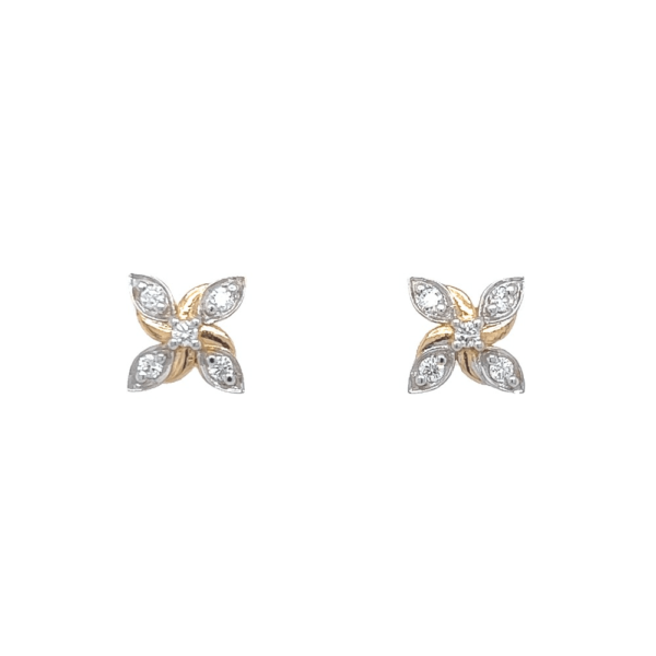 18K Floral Diamond Earing for Daily Wear|Pachchigar Jeweller