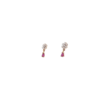 18K Gold Floral Stud With Ruby Dropper|Pachchigar Jeweller