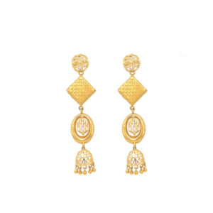 22k Hollow Indo-Western Long Earring with Traditional Jhumar| Pachchigar Jewellers