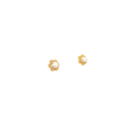 22K Gold Single Pearl Stud with Yellow Gold Border