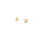 22K Gold Single Pearl Stud with Yellow Gold Border