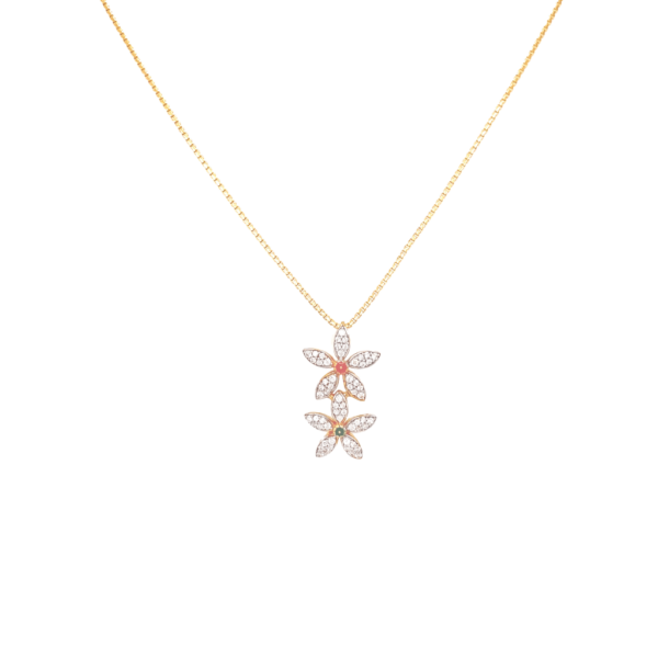 22KT Gold Floral Pendant in American Diamond|Pachchigar Jewellers