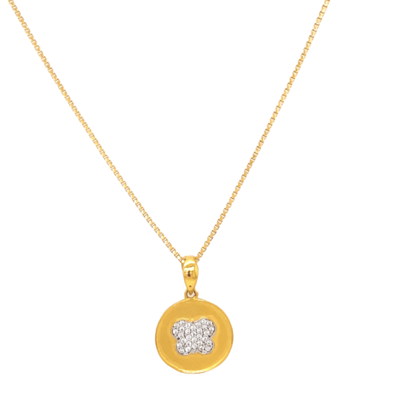 22KT Gold Round Pendant with Butterfly| Pachchigar Jewellers