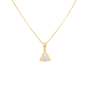 22K Gold Triangle Pendant studded with American Diamond 22K Gold Triangle Pendant studded with American Diamond