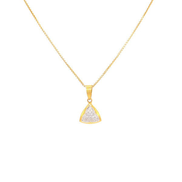 22K Gold Triangle Pendant studded with American Diamond