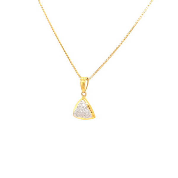 22K Gold Triangle Pendant studded with American Diamond