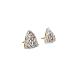 18K Gold Geometric Diamond Stud Earrings|Pachchigar Jeweller