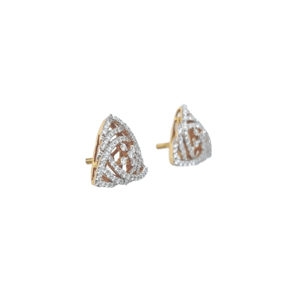 18K Gold Geometric Diamond Stud Earrings|Pachchigar Jeweller