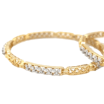 18KT Diamond Bangle with Marquises in Checkered Design