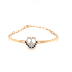 18KT Diamond Half Kada Style Bracelet with Black Beads