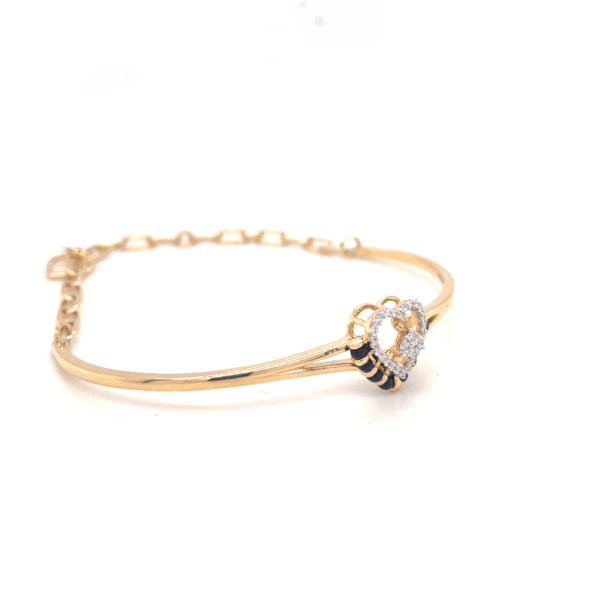 18KT Diamond Half Kada Style Bracelet with Black Beads
