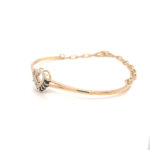 18KT Diamond Half Kada Style Bracelet with Black Beads