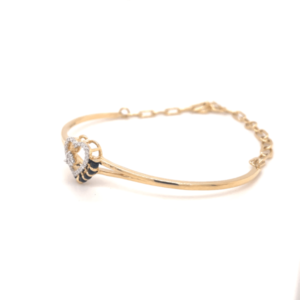 18KT Diamond Half Kada Style Bracelet with Black Beads