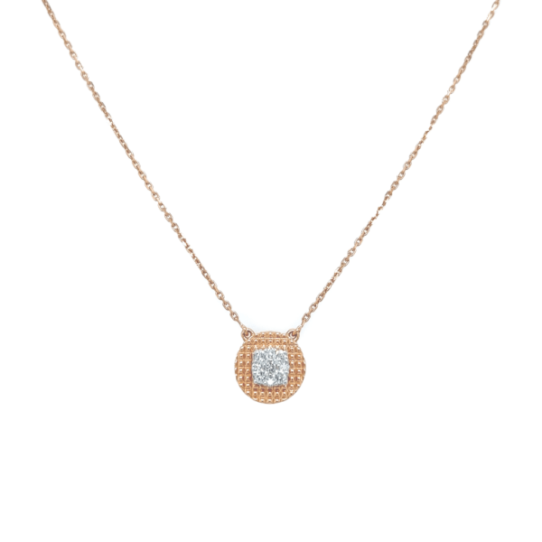 18KT Diamond Solitaire Style Pendant With Chain