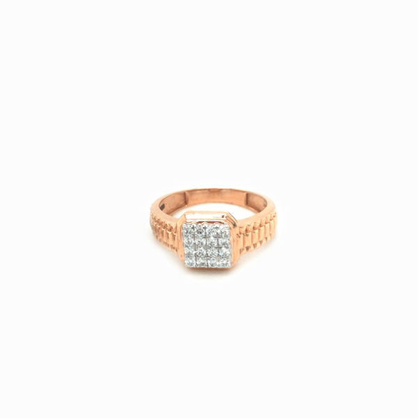 18K Rose Gold Radiant Finger Ring For Men|Pachchigar Jeweller