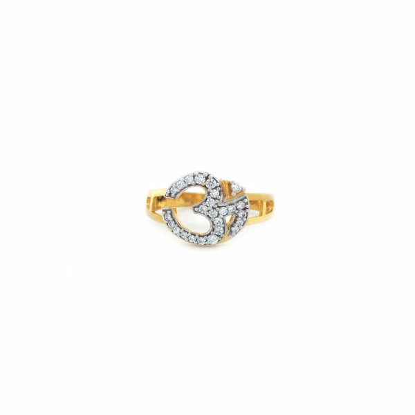 22K Gold Om Ladies Ring In American Diamond|Pachchigar Jeweller