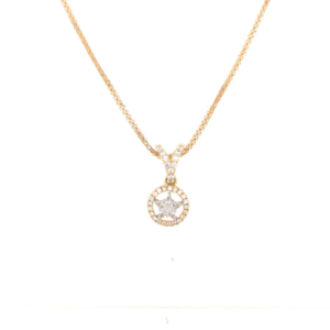 18K Yellow Gold Dimond Round Star Pendant 18K Yellow Gold Dimond Round Star Pendant