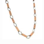 22KT Rose Gold Pipe Chain Attached with Round Cut Rhodium