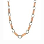 22KT Rose Gold Pipe Chain Attached with Round Cut Rhodium