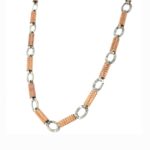22KT Rose Gold Pipe Chain Attached with Round Cut Rhodium