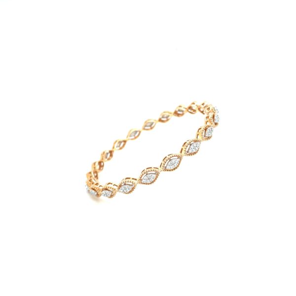 18KT Diamond Bangle with Marquise Look and Pressure Setting
