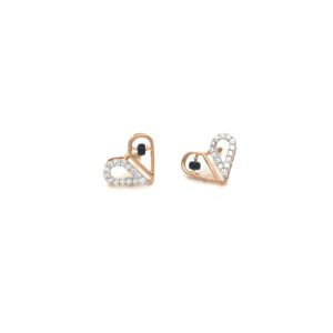 18KT Heart Shape Diamond Pendant Set With a Black Bead