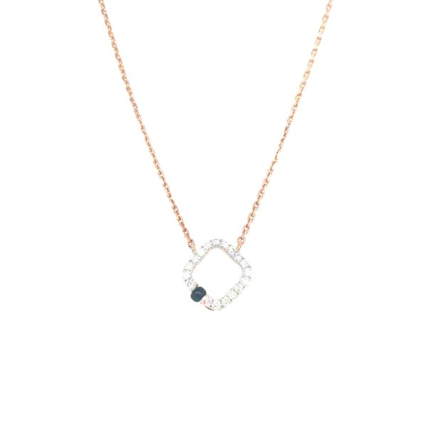 18KT Decent Natural Diamond Pendant Set With a Black Bead