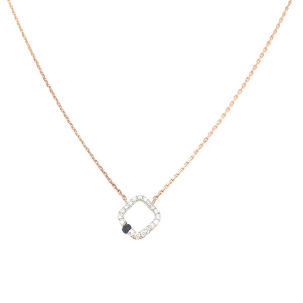 18KT Decent Natural Diamond Pendant Set With a Black Bead