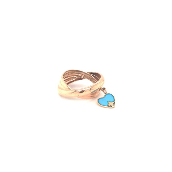 18k Gold Ring with Blue Heart Shape Charm|Pachchigar Jeweller