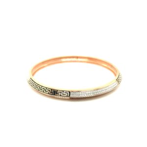 18KT Rose Gold Diamond Versace Pattern Punjabi Kada Bracelet