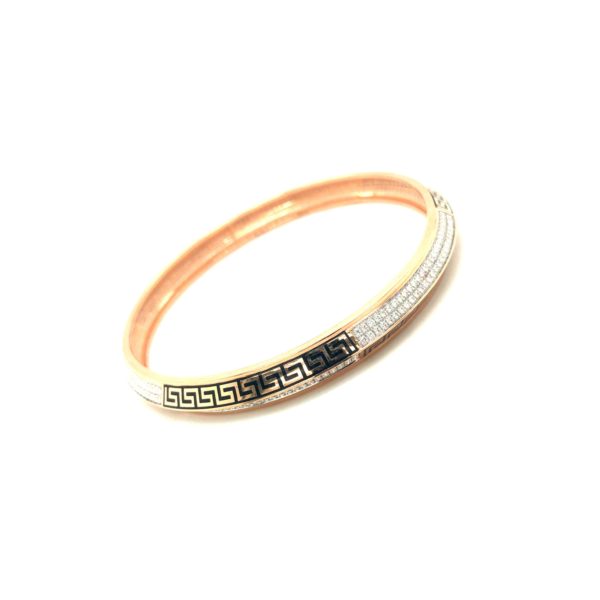 18KT Rose Gold Diamond Versace Pattern Punjabi Kada Bracelet