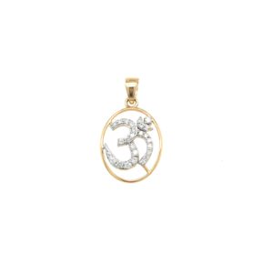 18KT Gold And Real Diamond OM Pendant|Pachchigar Jewellers