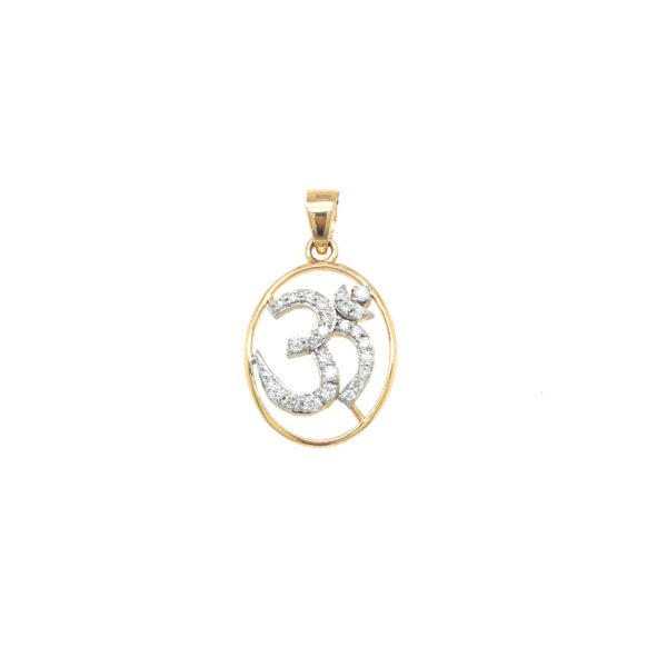 18KT Gold And Real Diamond OM Pendant|Pachchigar Jewellers