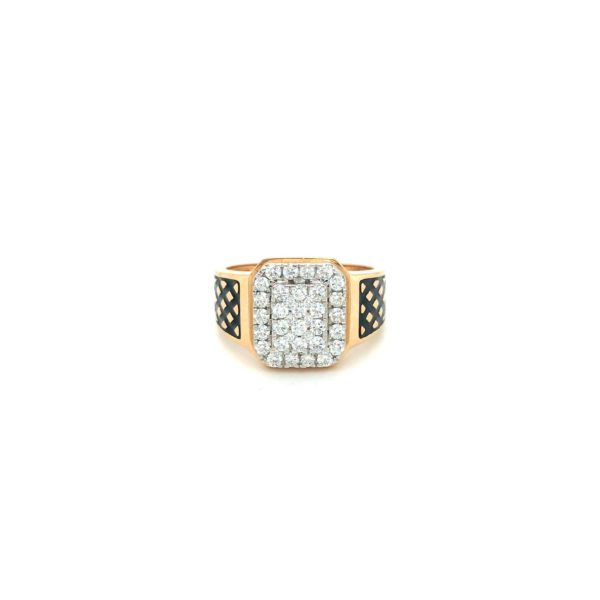 18K Gold Real Diamond Ring In Black Mino|Pachchigar Jeweller