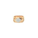 18K Gold and Swarovski Diamond Ring with Hexagon Design