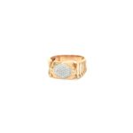 18K Gold and Swarovski Diamond Ring with Hexagon Design