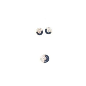 Diamond And Blue Sapphire Half and Half Round Pendant Set