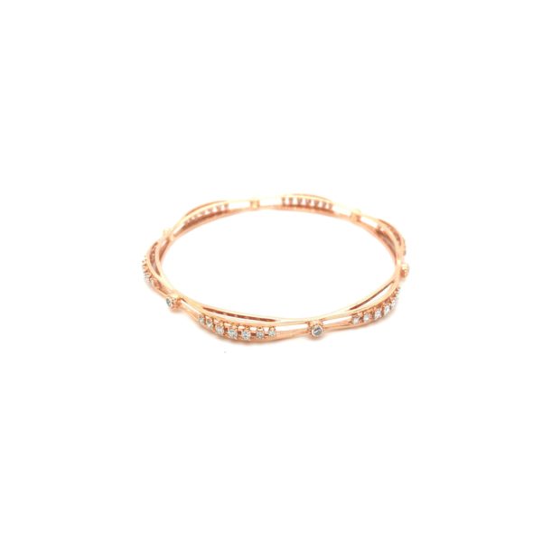 18KT Rose Gold Diamond Bangle | Hexagon Design