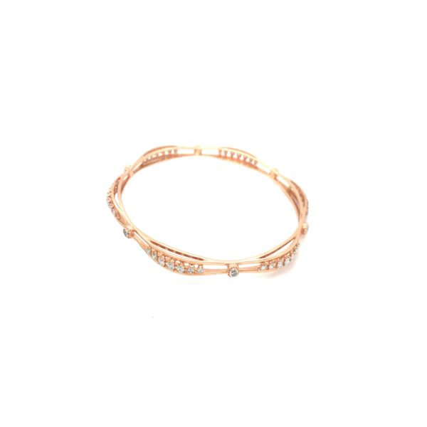 18KT Rose Gold Diamond Bangle | Hexagon Design
