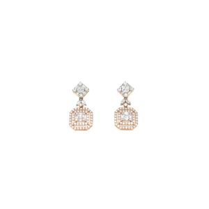 18K Rose Gold Baguette and Diamond Earring|Pachchigar Jeweller