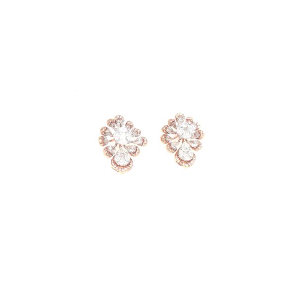 18KT Rose Gold Fancy Diamond Studs|Pachchigar Jewellers