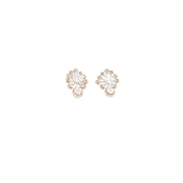 18KT Rose Gold Fancy Diamond Studs|Pachchigar Jewellers
