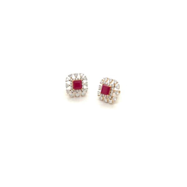 18K Diamond Earring with Stunning Ruby|Pachchigar Jewellers