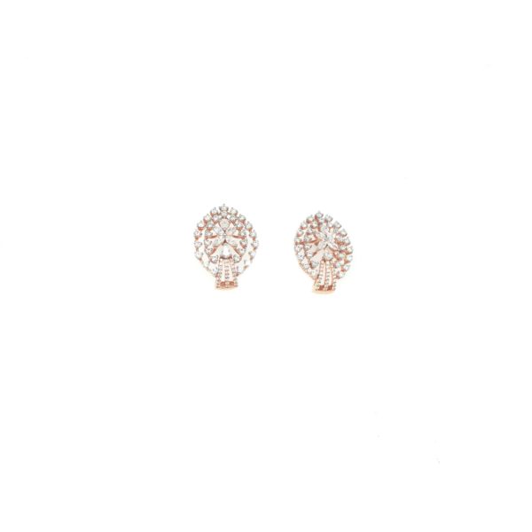 18KT Rose Gold Diamond Half Bali Earring|Pachchigar Jeweller