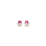 18KT Fancy Shape Diamond Stud Earrings with Ruby