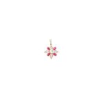 18K Diamond And Ruby Flower Design Pendant Set|Pachchigar