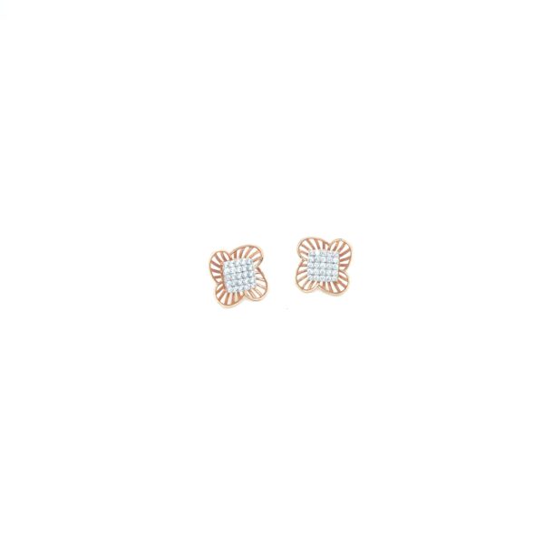 18KT Indo-Italian Rose Gold Square Stud |Pachchigar Jeweller