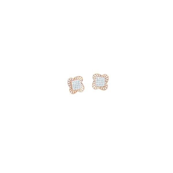 18KT Indo-Italian Rose Gold Square Stud |Pachchigar Jeweller